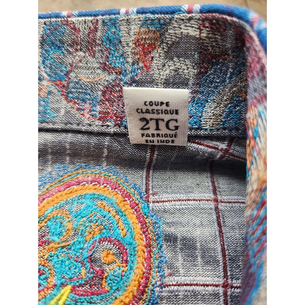 Robert Graham Shirt Button Up Paisley On Plaid Roll Over Cuff Knowledge Red Blue - Picture 14 of 16